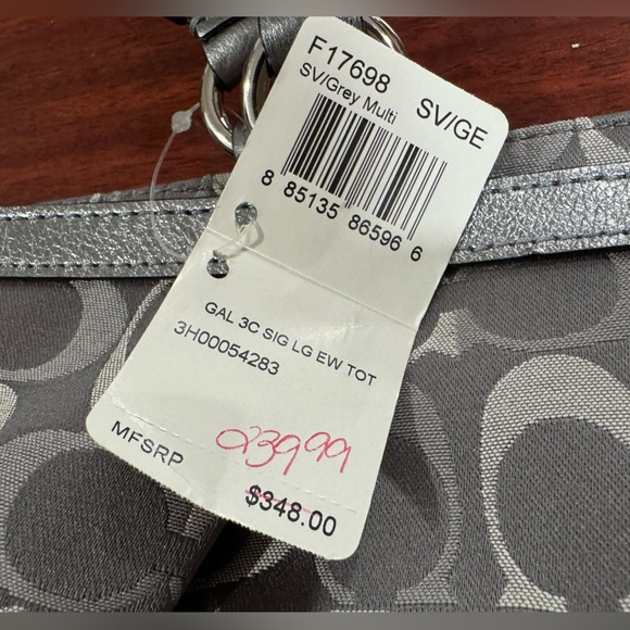 Coach Gray Signature Tote Bag Womens Purse - Picture 2 of 9